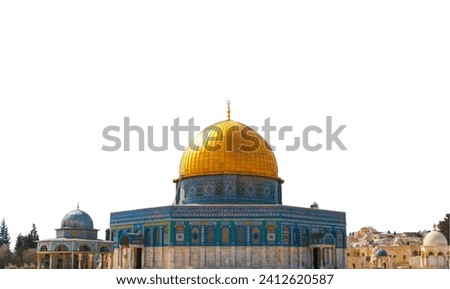 The Dome of the rock, Al-Aqsa Mosque, Jerusalem , Palestine.isolated on white	