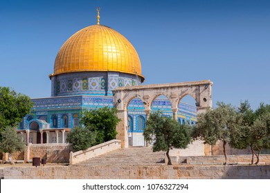The Dome of the Rock on the Temple Mount in Jerusalem, Israel. 