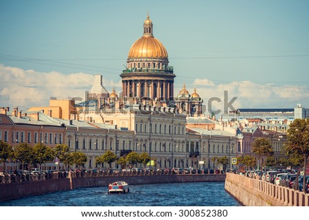 The dome of St Isaac's Cathedral in Saint Petersburg, Russia