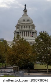 Dome And Steps  Of US Capitol Building In Portrait Orientation. No Visible People