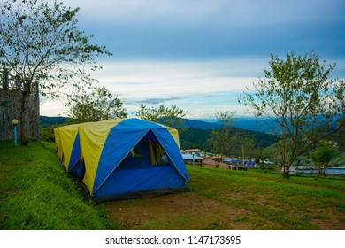 Dome tent on campsite in Doi Inthanon, Chiang Mai province, Thailand
 - Shutterstock ID 1147173695