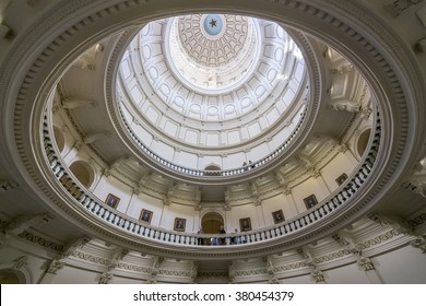 The dome's interior of Texas State Capitol in Austin, TX