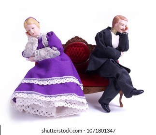 Domestic Bliss. Dolls Look Unhappy In Each Other's Company.    