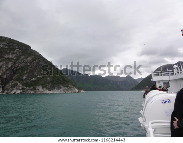 Domestic car ferry.\
Cruising from Andernes Lofotoen to Gryellefjord mainland. Norway.\
28th July 2012
