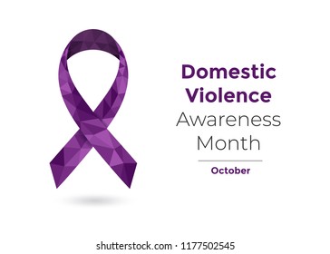 Domestic Violence Awareness Month (October) concept with deep purple awareness ribbon. Colorful vector illustration for web and printing.