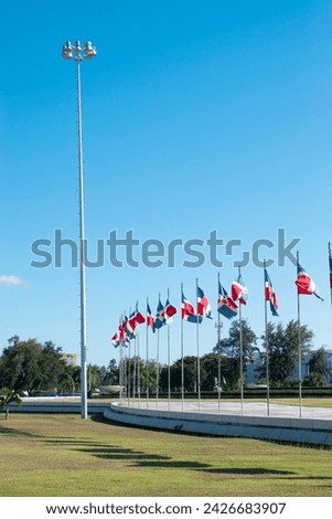 A lot of Dominican flags 