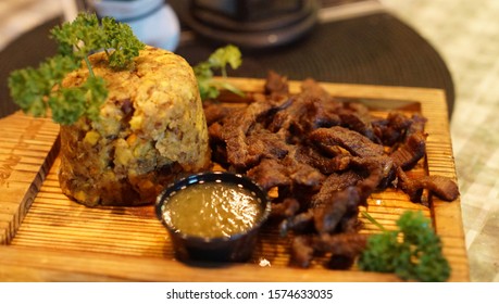 Dominican Mofongo With Fried Beef