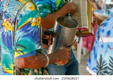 Dominican Republic. The Beach Musician Plays The Guiro. Merengue Music. Dominican People.