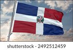 Dominican Republic flag background realistic waving in the wind 8K