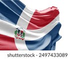 Dominican Republic flag waving on white background with clipping path. Cliping path is easily cutout the flag. Dominican Republic national flag for independence day.