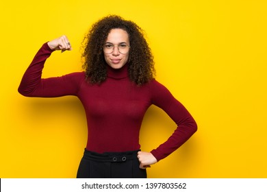 Dominican Woman With Turtleneck Sweater Proud And Self-satisfied