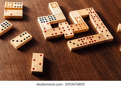 domino game on wooden background