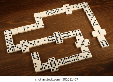 Domino Game On Wooden Table