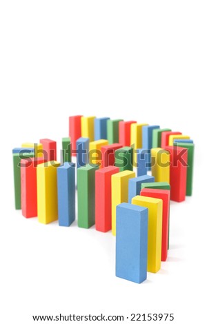 A domino game outof colorful blocks. All isolated on white background.