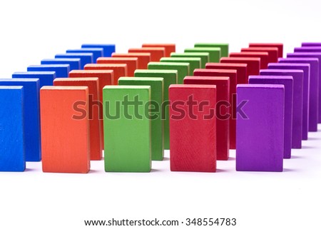 Domino game outof colorful blocks. All isolated on white background. A