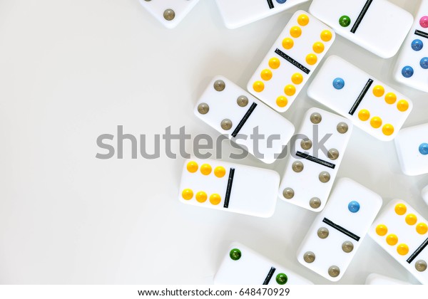 Dominoes Game Pieces Isolated On White Stock Photo Edit Now