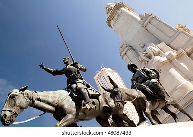 Don Quixote and Sancho Panza statue on the Plaza de Espana, Madrid.
