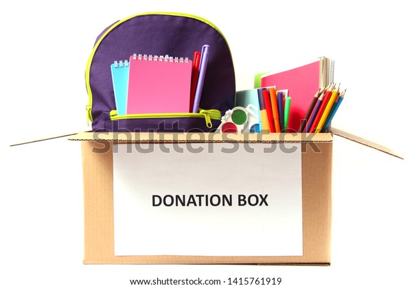 Donation Box School Stationery Items Isolated Stock Photo (Edit Now ...