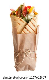 The Doner kebab (shawarma) isolated on a white background. Vertical.