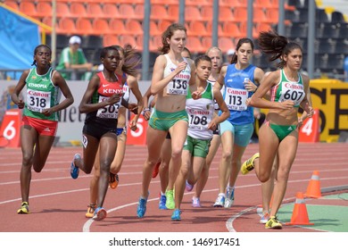 DONETSK, UKRAINE - JULY 12: Girls Compete In 2000 M Steeplechase During 8th IAAF World Youth Championships In Donetsk, Ukraine On July 12, 2013