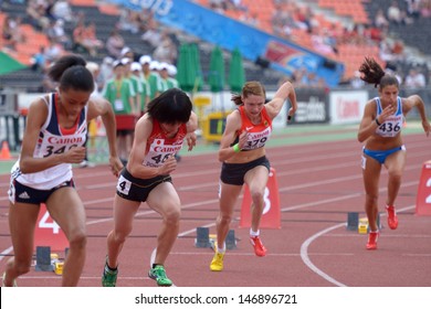 DONETSK, UKRAINE - JULY 13: Girls Compete In Semi-final Of 200 M During 8th IAAF World Youth Championships In Donetsk, Ukraine On July 13, 2013