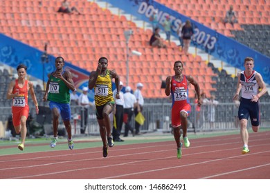 DONETSK, UKRAINE - JULY 14: Boys Compete In The Final Of 200 Metres During 8th IAAF World Youth Championships In Donetsk, Ukraine On July 14, 2013