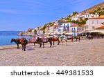 donkeys the means of transport at Hydra island Saronic Gulf Greece