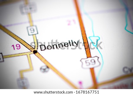 Donnelly. Minnesota. USA on a map