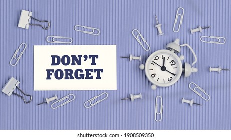 Dont Forget - concept of text on business card. Closeup of a personal agenda
