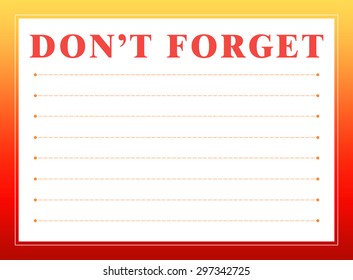 DON'T FORGET list