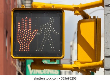 Don't Walk, New York Traffic Light. Pedestrian Stop Sign.