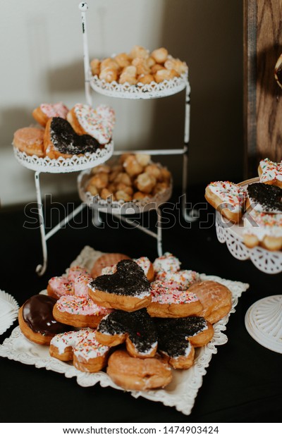 Donut Bar Wedding Wedding Reception Dessert Food And Drink Stock