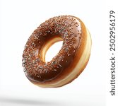 Donut, flying, white background, delicious