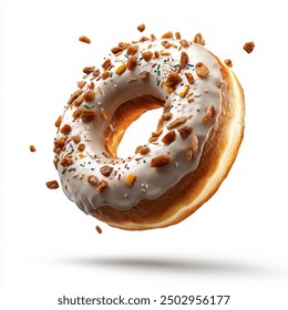 Donut, flying, white background, delicious - Powered by Shutterstock