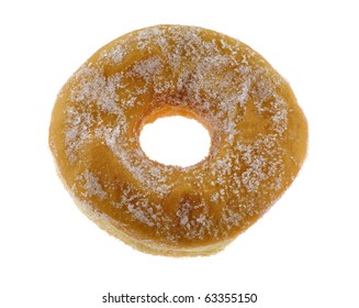 Donut with hole and sugar - isolated on white background