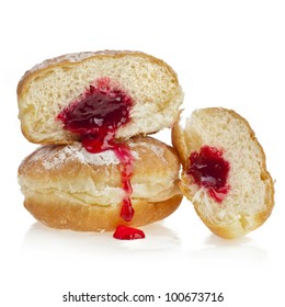 Donut With Jam Isolated On White Background