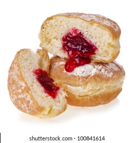 Donut With Jam On White Background