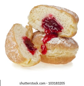 Donut With Jam On White Background