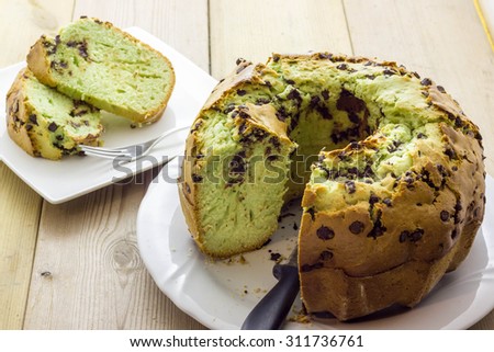 Donut with mint and drops of chocolate