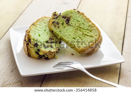 Donut with mint and drops of chocolate