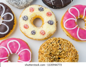 Donut  On White Background,Food Concept Background About Trans Fat Design Concept.