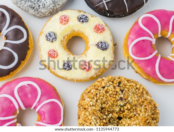 Donut  on white background,Food concept\
background About Trans fat Design\
concept.