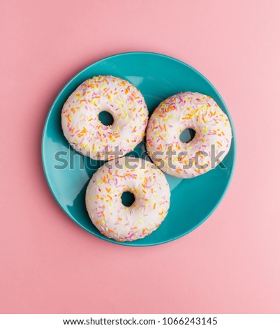 Similar – Image, Stock Photo Pink frosted donut Roll