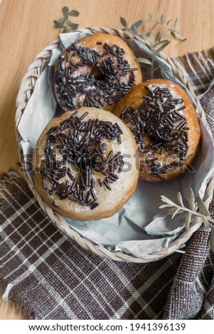 Similar – top view of assorted fresh tasty muffins