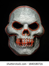 Doom El Wire Light Up Skeleton Face Mask Isolated Against Black Background