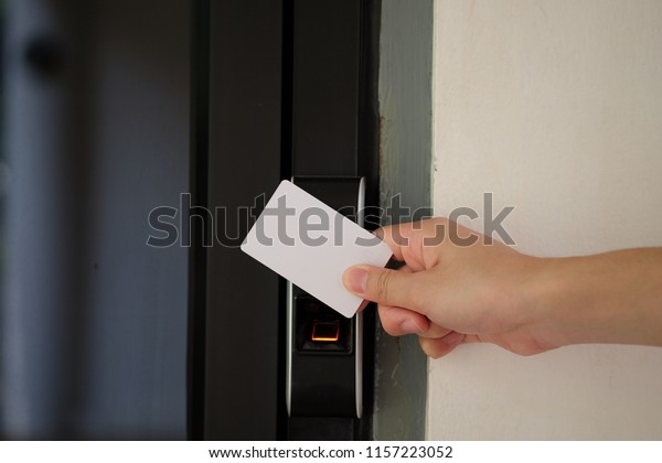 Door Access Control Hand Inserting Key Stock Photo Edit Now