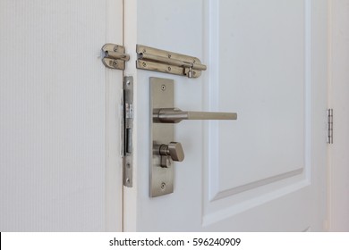 Door Bolt Lock Room In House White Color