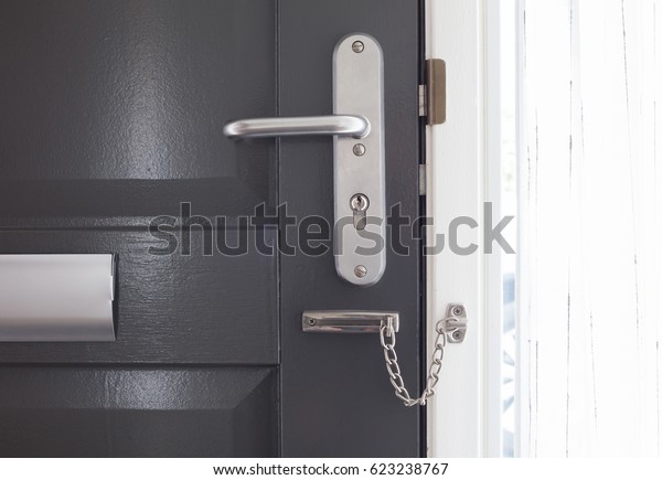 Door Chain On Grey Door Security Stock Photo Edit Now 623238767