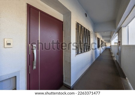 Door and corridor of an old Japanese apartment house