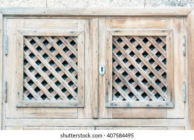 Door Of A Country House Sithe Latticework And Keywhole